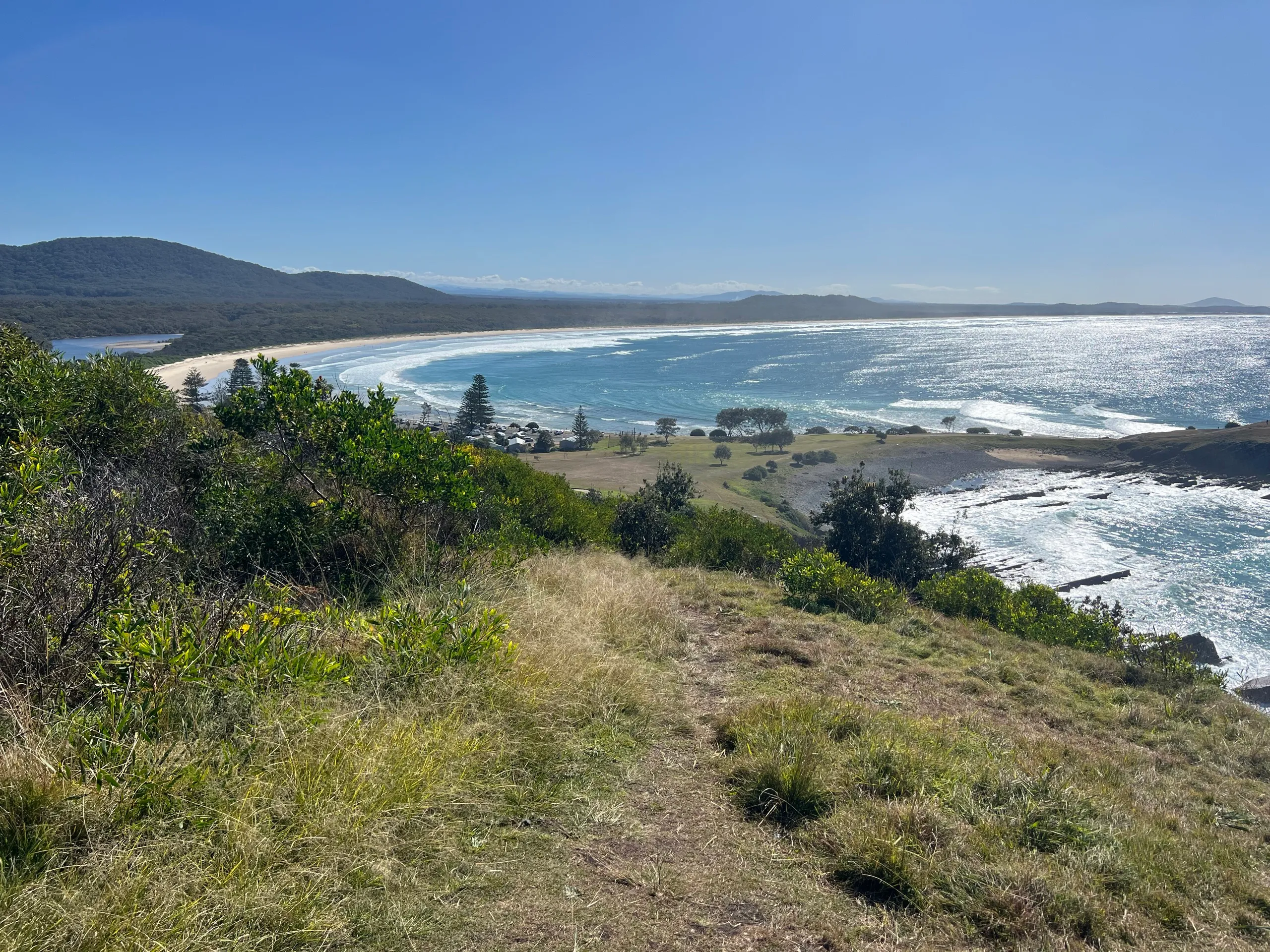 Sweeping view north along the beach from the Crescent Head headland