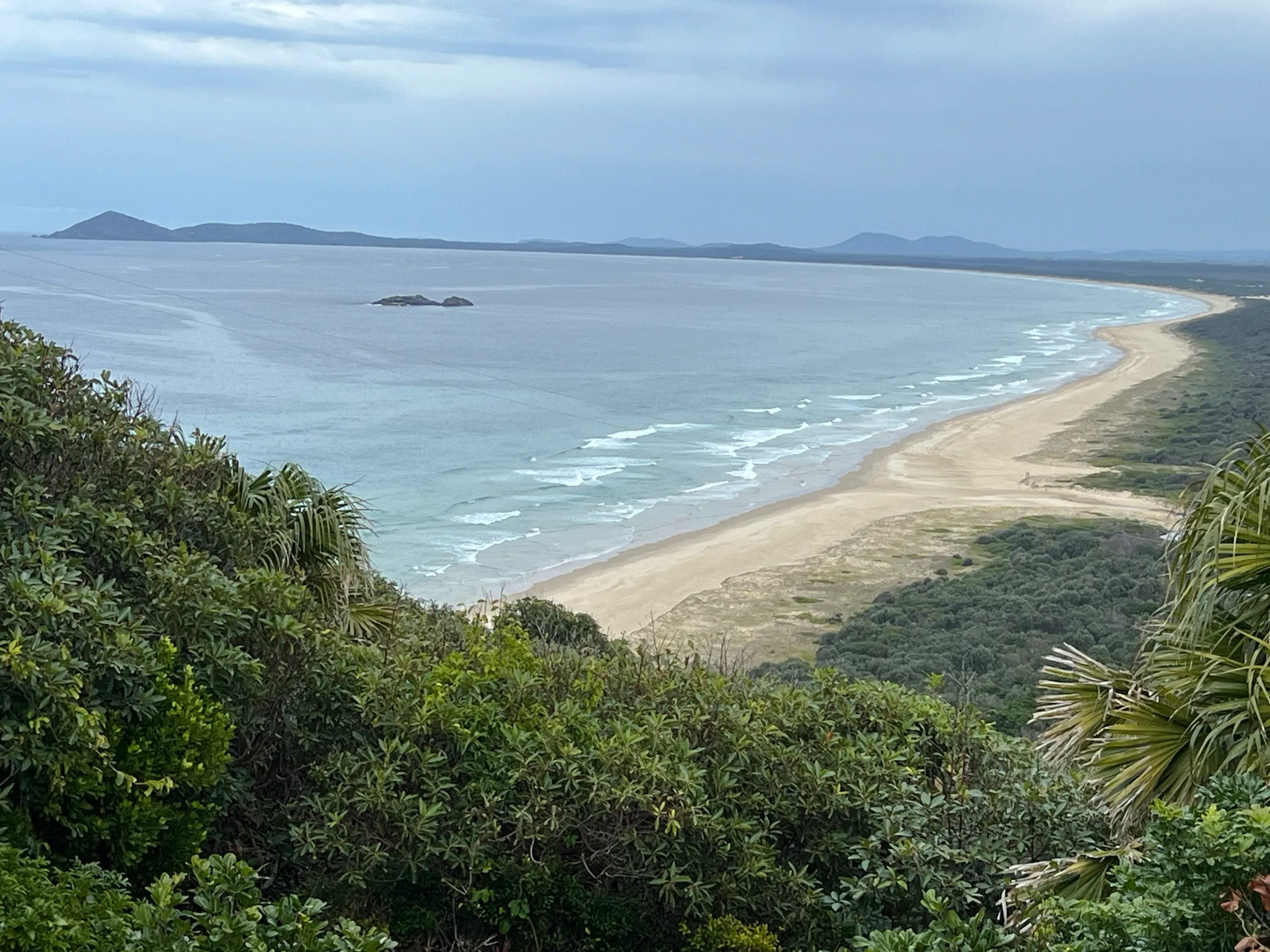 The long beach stretching south-east toward Hat Head, seen from Smoky Cape near South West Rocks